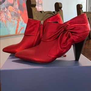 PAIGE red metallic heel booties